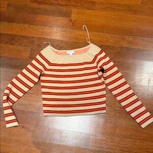 ON:34TH Beige and Orange Striped Top